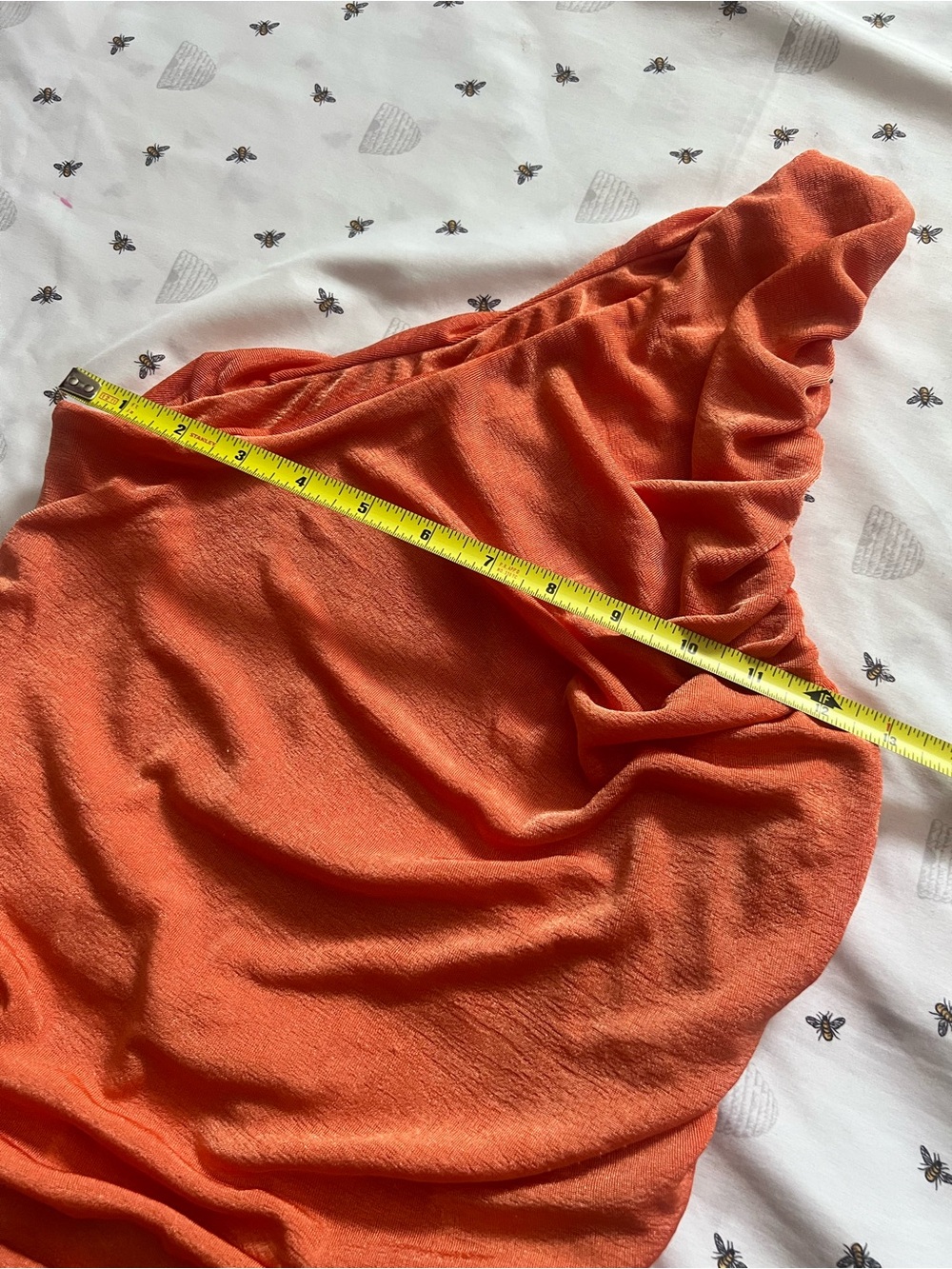 One-Shoulder Ruched Orange Dress - Picture 4 of 6